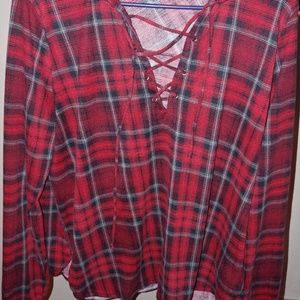 Long sleever plaid top